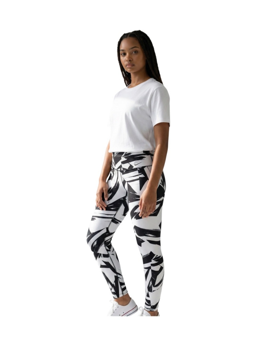 Nike women’s brush stroke black & White dry fit compression leggings M Pilates